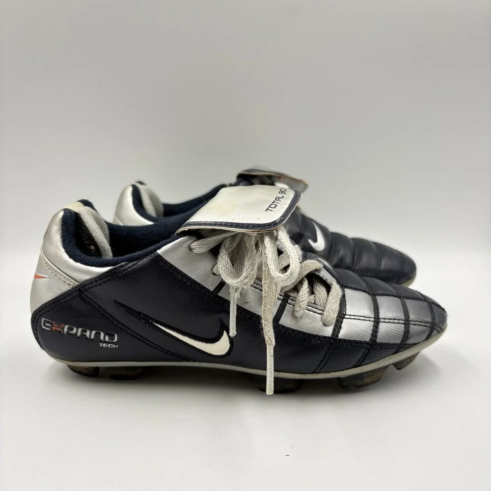 Nike Total 90 Shoes Youth Size 1.5Y Blue Silver Soccer Cleats 302240-408‎